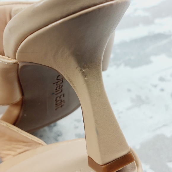 NEW Open Edit Edquincy Tan Cream Slip On Summer Heeled Sandals E956 - Picture 12 of 14